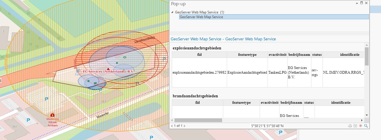 voorbeeld van dataweergave uit een WMS service