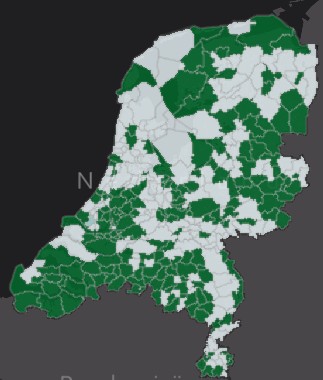 kaartje van Nederland met de stand van zaken van gepubliceerde kgl's